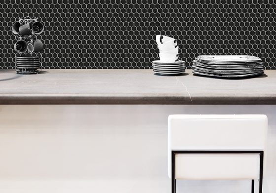 Czarne płytki do kuchni - Dunin mini hexagon black