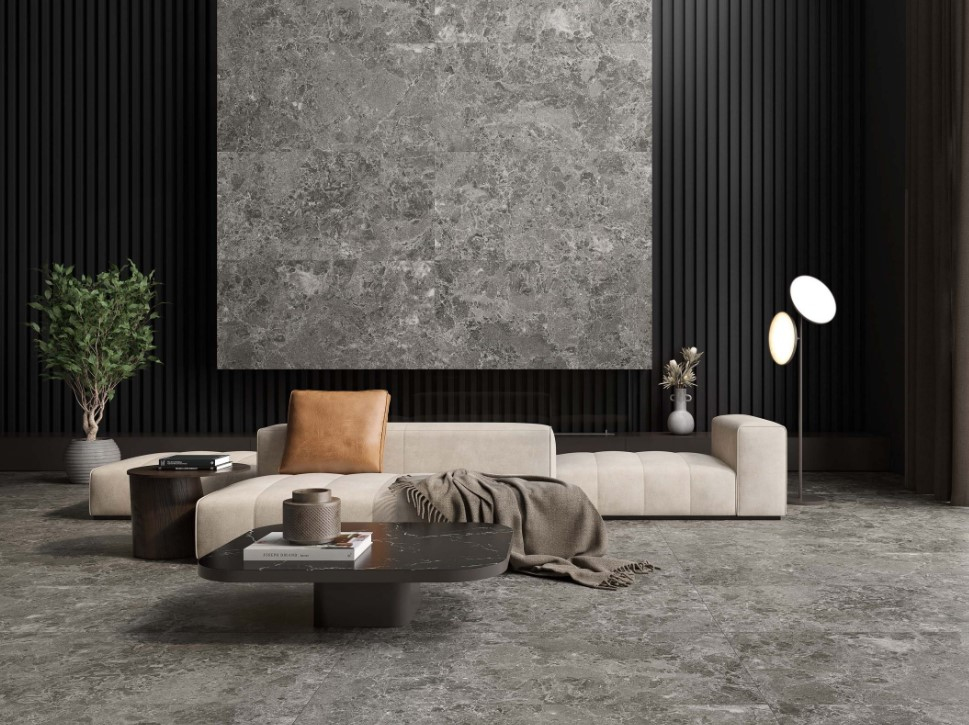 Płytki Roca Marais – gres porcelanowy imitujący szary i beżowy marmur