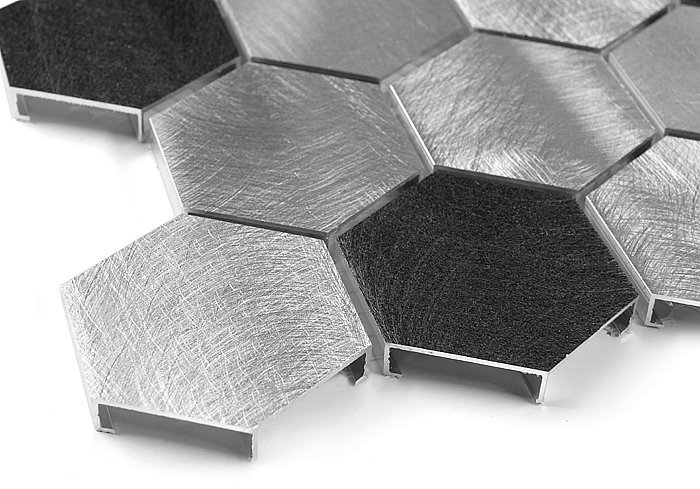 Mozaika Dunin DINOX Metallic Allumi Grey Hexagon Mix 48 28.7x29.9 cm