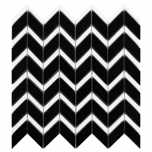 Mozaika Dunin Black&White Pure Black Chevron Mix 31x30.5 cm