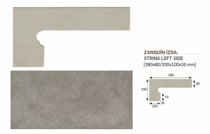 GRES ARAGON Capri Gris Zanquin Izda cokół stopnicowy lewy 8x39 cm 905106