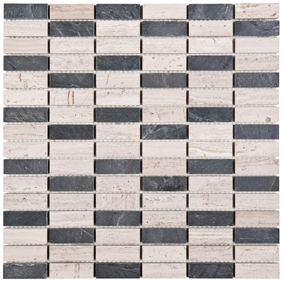 Mozaika Dunin Woodstone Grey Block Mix 48 30.5x30.5 cm